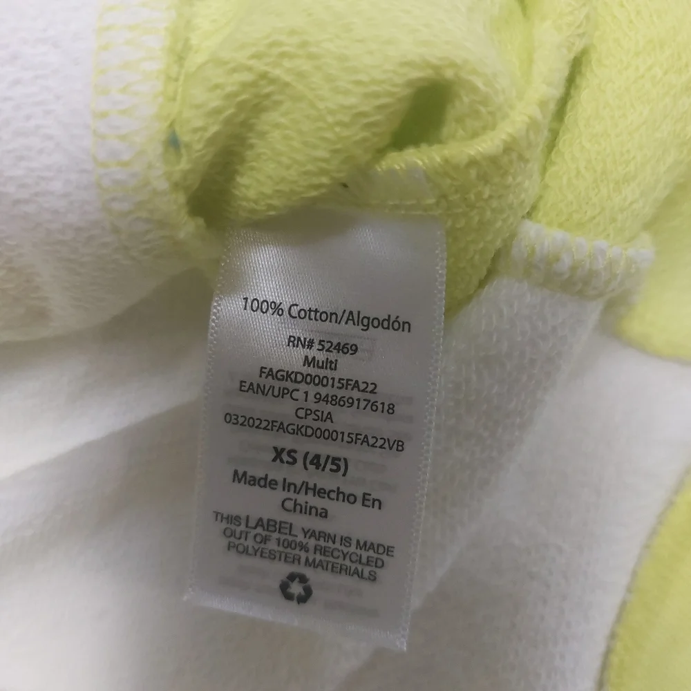 Free Assembly Girls Hoodie Dress Green and Cream Size XS 4/5 - Picture 3 of 10